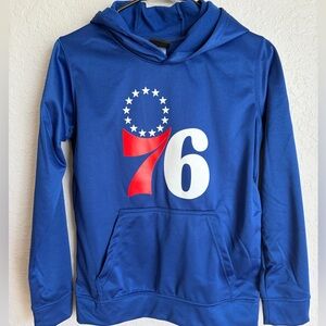 NWOT Philadelphia 76ers NBA Blue Pullover Hoodie - Boys Medium